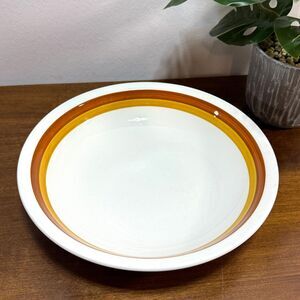 Vintage Tierra Ironstone Serving Bowl Soup 4251 Japan 9" dia White Amber Brown